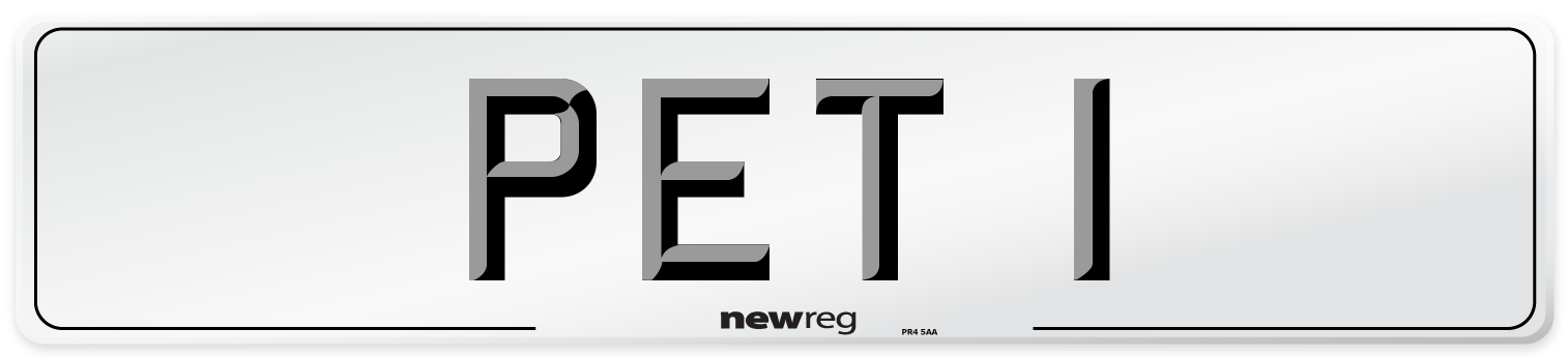 PET 1 Number Plate from New Reg